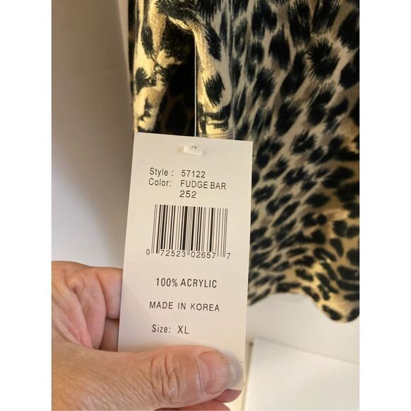 Designer originals leopard animal print sweater Xl new sequins black brown vneck - Picture 3 of 8